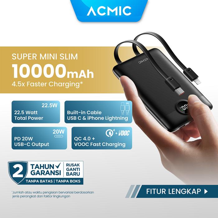 Gambar ACMIC DIGISLIM 10000mAh Powerbank Mini Slim 22.5W Fast Charging Type C dari ACMIC Indonesia undefined Tokopedia