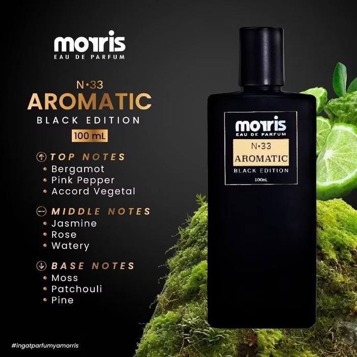 Gambar MORRIS EAU DE PARFUM BLACK EDITION 100ml |AQUATIC, AMBER , AROMATIC , MUSKY , WOODY , OUD | Wangi Tahan - N.33 AROMATIC dari Mulia Jaya Kosmetik undefined Tokopedia