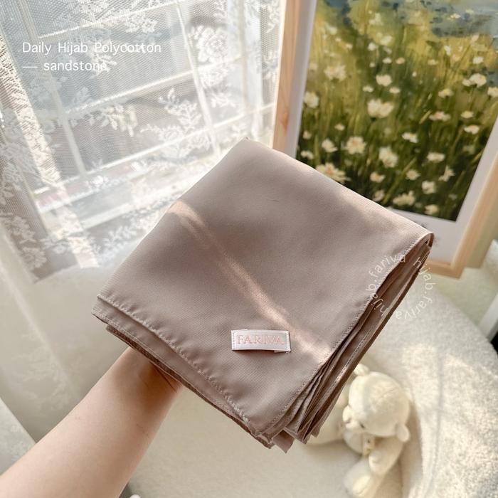 Gambar FARIVA - Polycotton 140 cm Premium Grade A Syari Jumbo Plain Hijab Square Wide Size Kerudung Segi Empat⁠ Polos Warna Soft Lembut Pastel - Sandstone, Polycotton 140 cm dari fariva hijab undefined Tokopedia