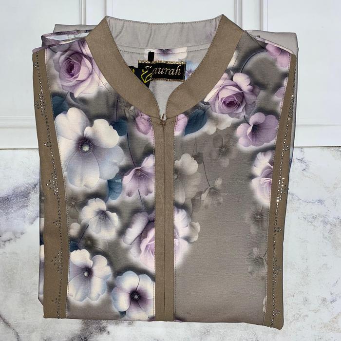 Gambar Arsyila Dress Gamis Terbaru Kekinian Bahan Ceruty mix Motif - Lilac dari ANGGI SYAHRANI STORE undefined 4 Tokopedia
