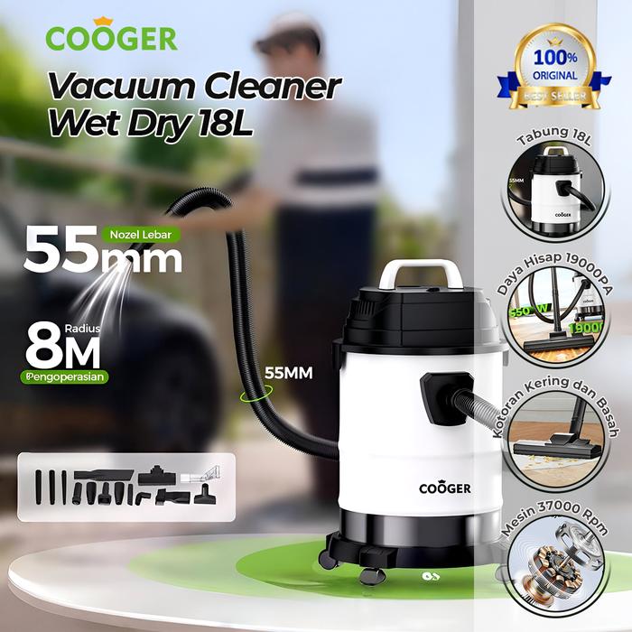 Gambar COOGER Vacuum Cleaner Wet Dry 18L Membersihkan Rumah dan Bulu Hewan Peliharaan Penyedot Debu Serbaguna dari COOGER Official Store undefined Tokopedia