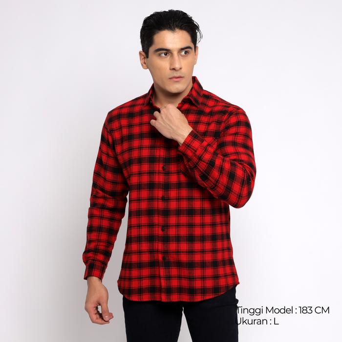 Gambar Simple Perfect Kemeja Pria Flanel Lengan Panjang | Flanel Casual Shirt 7738 Red - S dari Casella Apparel undefined Tokopedia