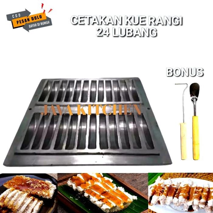 Gambar Cetakan kue rangi anti lengket / Cetakan kue pancong lumer 24lubang Tebal Bonus spatula dan pengait - Cetakan rangi tebal spatula pengait dari Java kitchen_NEW undefined Tokopedia