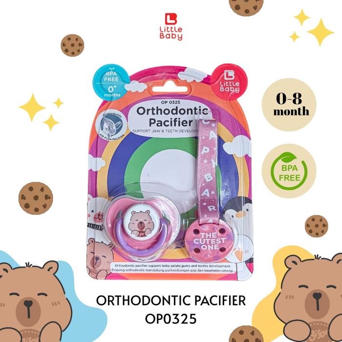 Gambar Little Baby Premium Orthodontic Pacifier With Strap | Dot Bayi pipih dengan tali | empeng Orthodontic Pipih dengan tali penjepit - Capybara-Pink 0+ dari Little Baby Indonesia Kota Administrasi Jakarta Utara Tokopedia