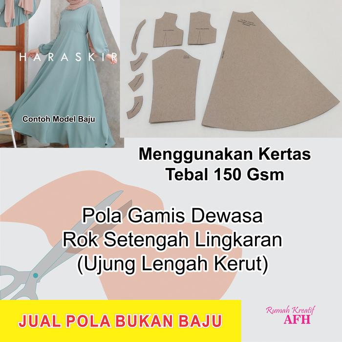 Gambar Pola Instan Gamis Setengah Lingkaran Dewasa | Pola Gamis Mayung | Pola Gamis Dewasa - Kertas Samson 150gsm, XS (LD 88) dari Rumah Kreatif AFH undefined Tokopedia
