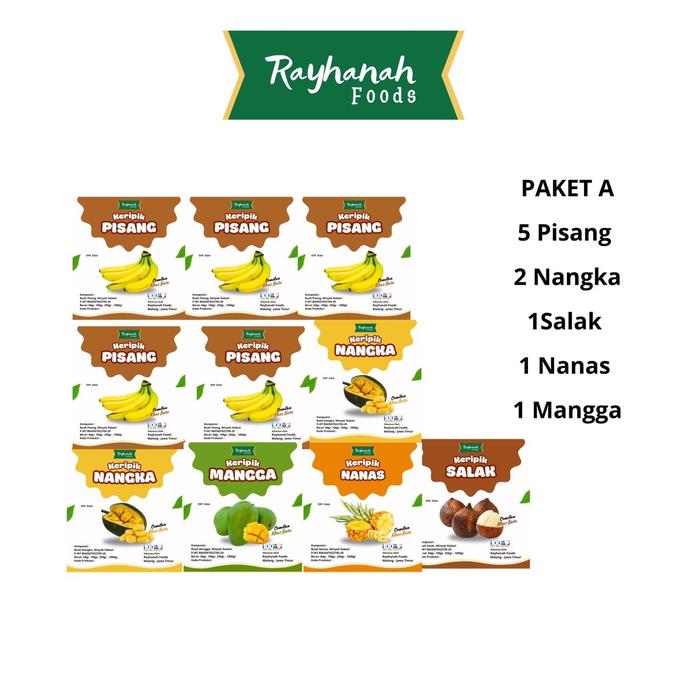 Gambar ￼Best seller Keripik buah mix ( Apel, salak, pisang, Nanas , Nangka, Mangga 1 ball isi 10 oleh oleh khas Malang batu - Paket A dari Rayhanah Foods undefined Tokopedia