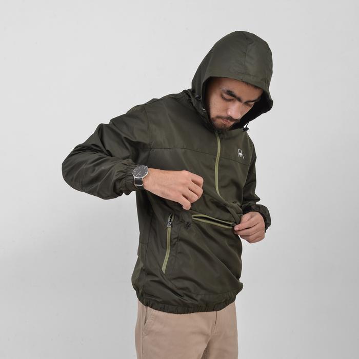 Gambar BREY Jaket Parasut Cagoule Anorak Premium Original Olahraga Outdoor Gym Jogging Sport Lari Running Gunung Motor Distro Pria Wanita Anti Angin Wind Breaker Maze Jacket - ARMY, XL dari BREY undefined Tokopedia