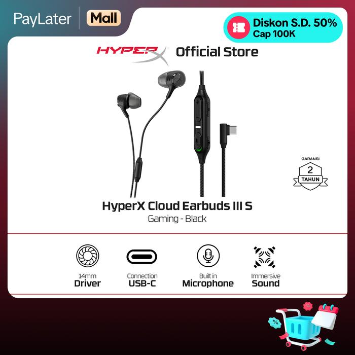 Gambar HyperX Cloud Earbuds III S Gaming Wired - Red / Black USB-C Stereo Bass Microphone PC Nintendo Switch Console Controllers Original - Black dari HyperX Indonesia Kota Administrasi Jakarta Utara Tokopedia