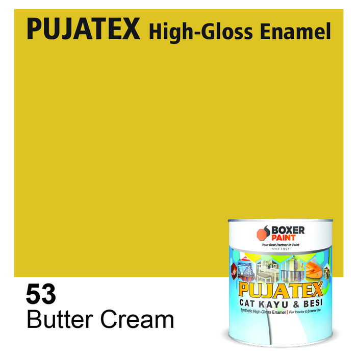Gambar Cat Kayu & Besi Premium PUJATEX Synthetic High-Gloss Enamel (5 LT) Kaleng Paint - 53 Butter Cream dari Boxer Paint Official Store undefined Tokopedia