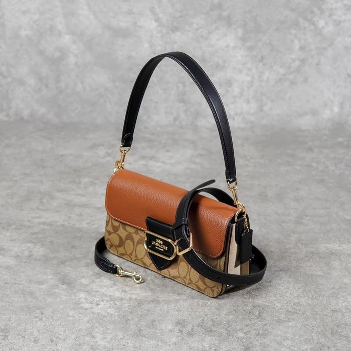 Gambar PREMIUM Tas COACH MORGAN MONOGRAM BEIGE CAMEL FLAP LONG STRAP SHOULDER BAG 100% ORIGINAL - 24X11X8CM dari To The Bone Store undefined Tokopedia