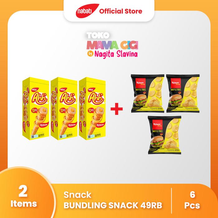 Gambar [Exclusive Toko Mama Gigi] - Bundling Snack Ahh 30gr & Waffle Fries 54gr - Ahh 30gr & Waffle Fries Rich Burger dari Nabati Indonesia undefined Tokopedia