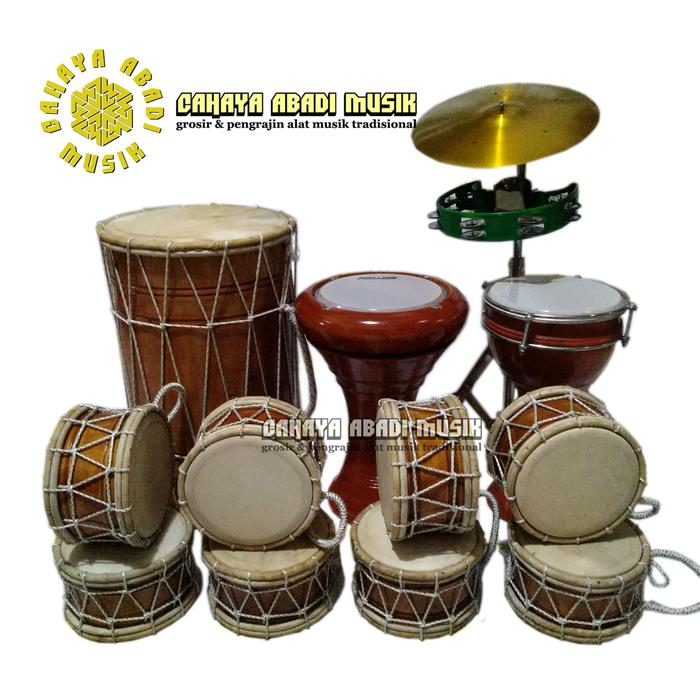 Gambar marawis 1 set lengkap komplit 12 alat  polos batik ukir - marawis polos dari Cahaya abadi musik undefined Tokopedia