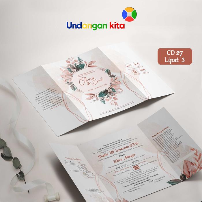 Gambar (100Pcs) Undangan Pernikahan Brief Card Lipat Dua Lipat Tiga - Code 27 Lipat 3 dari Undangan Kita undefined Tokopedia