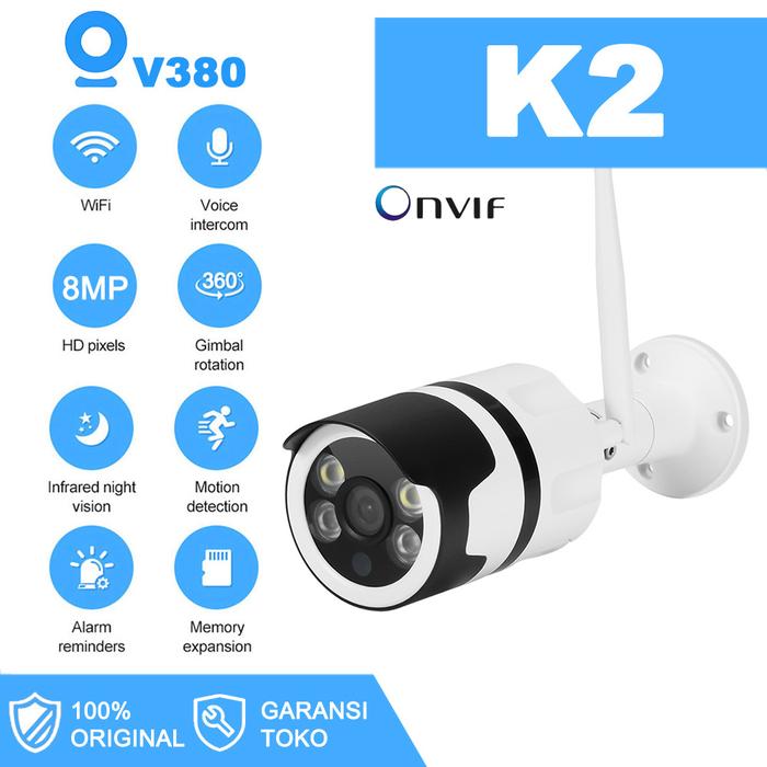 Gambar V380 K2 IP Kamera CCTV 8MP outdoor Waterproof IP66 WiFi Kamera support Onvif Infrared light dari online cpgga undefined Tokopedia