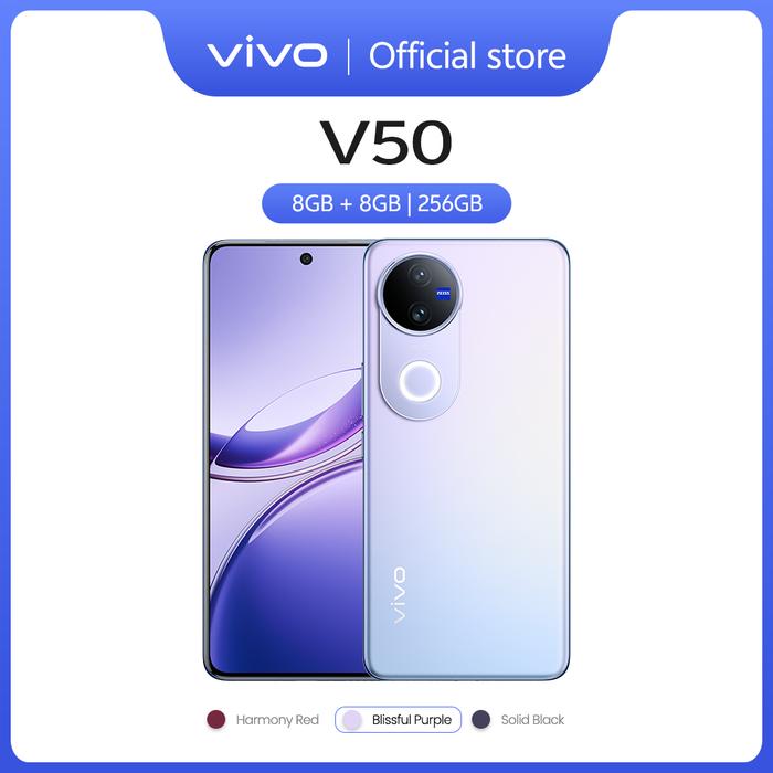 Gambar [ONLINE EXCLUSIVE] vivo V50 5G (8/256) Rounded-edge Design, ZEISS Group Potrait, 6000mAh Battery+90W Flashcharge, IP68+IP69, vivo AI - Blissful Purple dari vivo Indonesia Kab. Tangerang Tokopedia