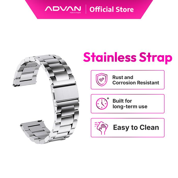 Gambar ADVAN Stainless Strap Tali Jam Tangan 22mm Adjustable Accessories For Smartwatch S1 S1 v2 S2 Pro SE1 S3 SR On Move On Posh S3 Pro On Fit - Silver dari ADVAN INDONESIA undefined Tokopedia