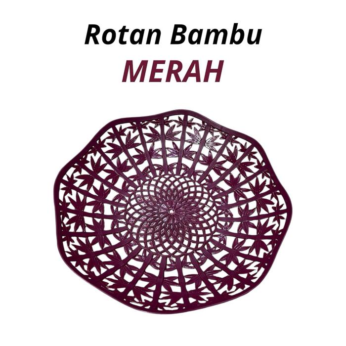 Gambar Piring Rotan Bambu Plastik 22CM 1 Lusin / 12 Pcs Model Cekung Kitchenware - MERAH dari Raja grosir sidoarjo undefined Tokopedia