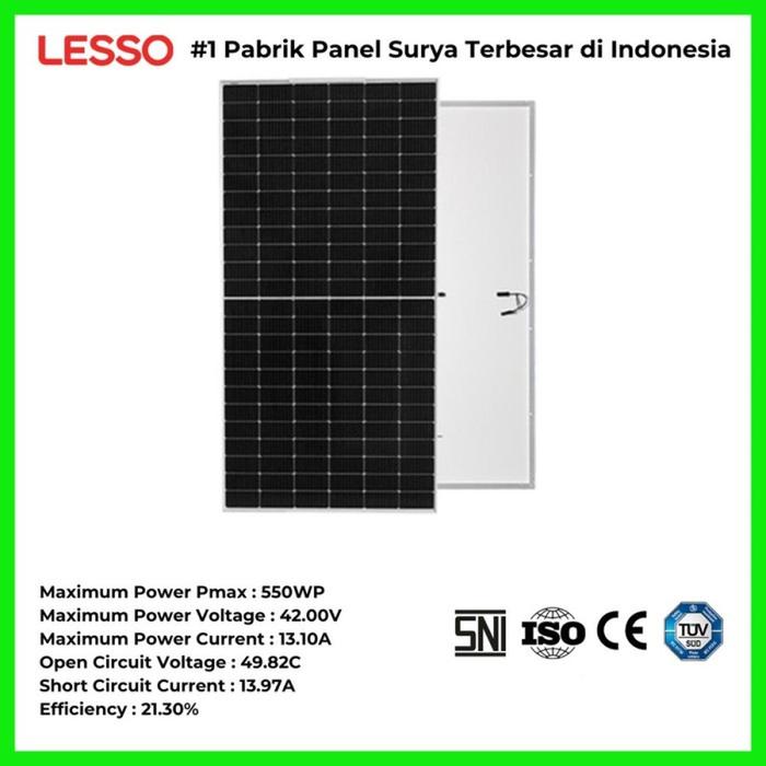 TKDN Panel Surya Lesso Solar Panel 540Wp 550Wp 555Wp Mono SNI Monocrystaline Half Cell MBB High Performance - Packing Kayu