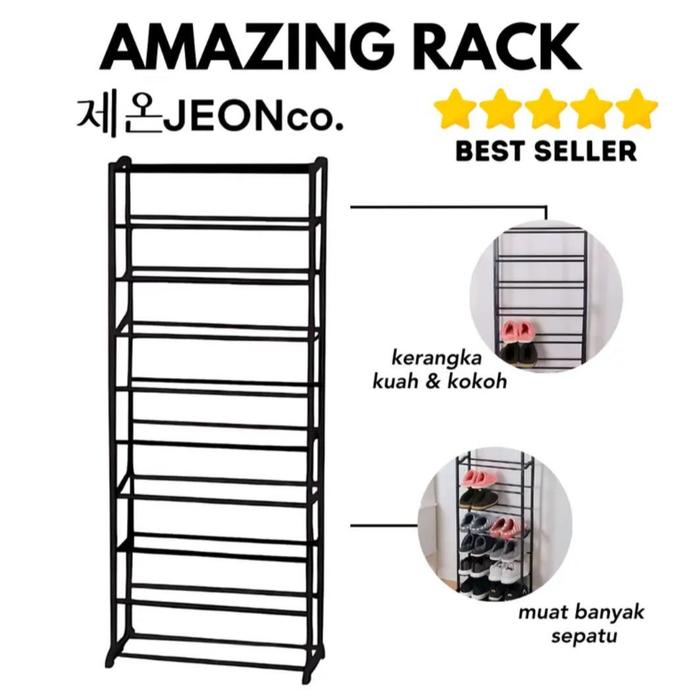 Gambar Amazing Shoes Rack 10 Susun untuk Rak Hijab & Rak Sepatu Furniture / Rak Sepatu 10 Susun Model Amazing untuk Furniture & Rak Serbaguna / Rak Hijab / Rak Snack / Rak Jualan Plastic Portable - Hitam Box Biru Jeon dari Rianto olshop undefined Tokopedia