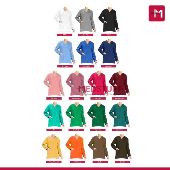 Gambar ATASAN Baju Operasi Baju Jaga Baju OK Lengan Panjang - Biru Muda, Lngan PANJANG L dari Medstuff undefined 4 Tokopedia