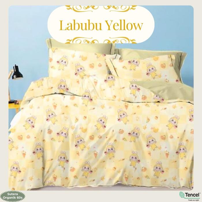 Gambar {KIDS EDITION} Bedcover Set Sprei Uk 120x200x30 - TENCEL(TM) Lyocell 60s Isi Microfiber - Labubu Yellow, Bedcover Set 120x200x30 dari Fortuna Indah Sprei undefined Tokopedia