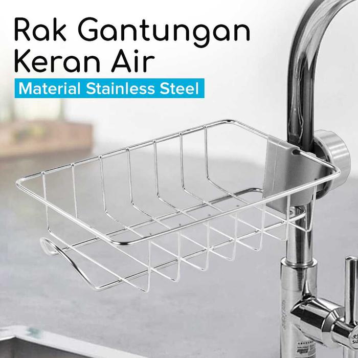 Gambar COD Rak Keranjang Peralatan Gantung Di Keran Air Wastafel Cuci Piring Dapur Kamar Mandi Bahan Stainless Steel Dan Plastik Serbaguna Aesthetic Stouge - No Color dari AEP STORE_NEW undefined Tokopedia