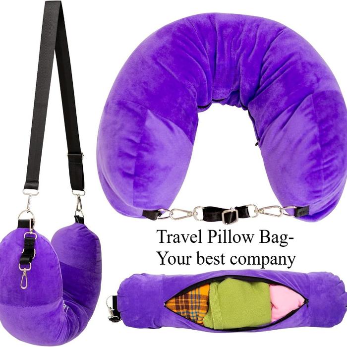 Gambar Travel Neck Pillow Self Filling Portable Stuffable Neck Pillow Airplane Car Travel Pillow Refillable Support Cushion Travel Bag dari GROSIR SHAMPO RENCENGG undefined Tokopedia
