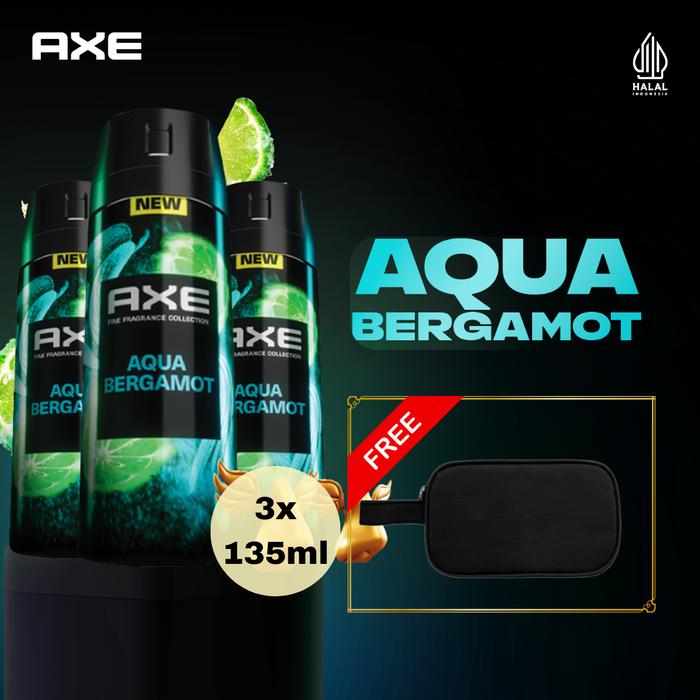 Gambar [FREE POUCH] Buy 3 Spray Axe Aqua Bergamot 135ml dari Daily Care by Unilever undefined Tokopedia