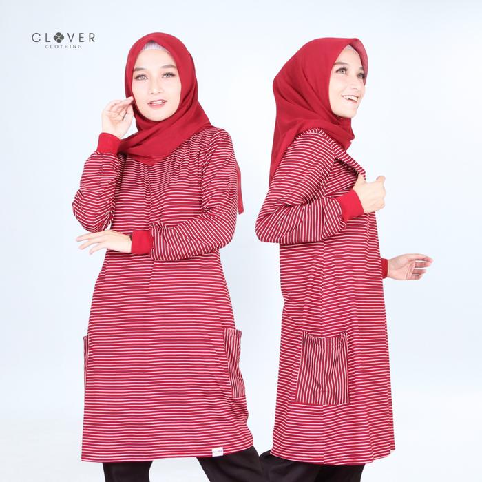 Gambar Blouse Atasan Wanita Salur Bella Clover Clothing - MAROON, S dari Virrio Hijab Store undefined Tokopedia