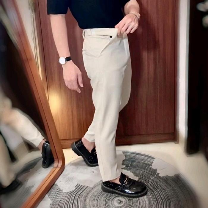Gambar LIMITTES x HANN Celana Ankle Gurkha Pants Slim Fit Magic Waist Stretch Panjang Formal Kantor - Khaki, 30 dari Limittes Indonesia undefined Tokopedia