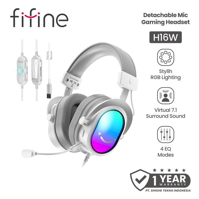 Fifine H16 | H-16 RGB Virtual 7.1 Surround Sound Gaming Headset with Noise Cancelling