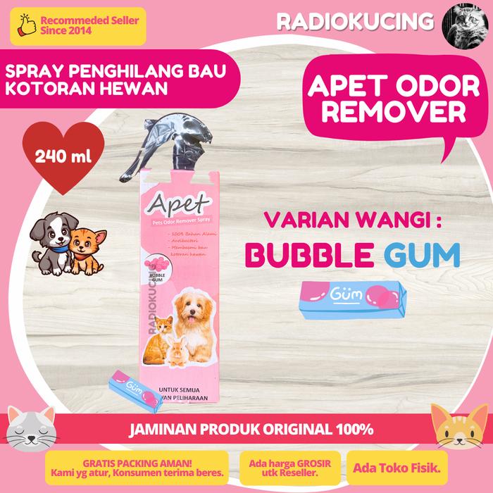 Gambar APET Odor Remover Spray 240 ML Penghilang Bau Kotoran Hewan [JUWIES RADIO KUCING] - Bubblegum dari RADIO KUCING undefined Tokopedia