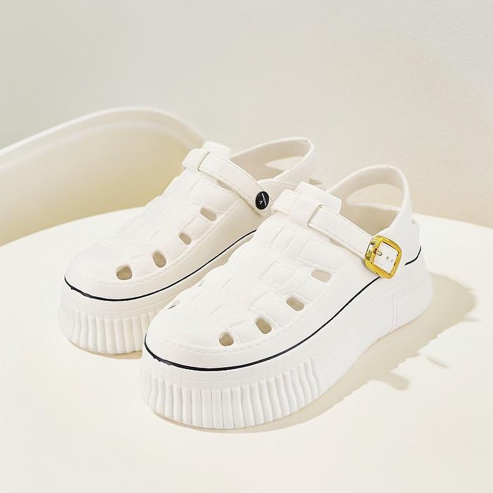 Gambar TEFANSY Sandal Wanita Sepatu Bertali Sepatu EVA Sandal Wanita Karet MurahMall Tumit Cewek Sendal Jelly Luofu - Putih, 36/37 dari TEFANSY.ID undefined Tokopedia