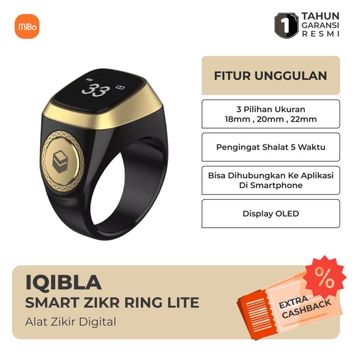 Gambar iQibla Zikr Smart Ring Lite Cincin Tasbih Digital Original - Black, 18mm dari MIBO undefined Tokopedia