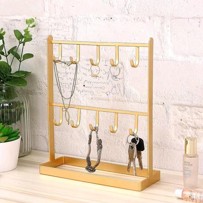 Gambar Rak Perhiasan Tempat Gantungan anting Rak kalung Berdiri Keychain Necklace stand - GOLD dari SATUHATIE shop undefined Tokopedia