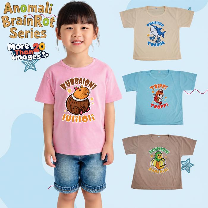 Gambar LuckyOne Kaos ATASAN Oblong WARNA Random Anak Laki-Laki Perempuan Usia 2-8 Tahun - BrainRot (Girl), 2 Tahun (10kg-14kg) dari Lucky.One undefined Tokopedia