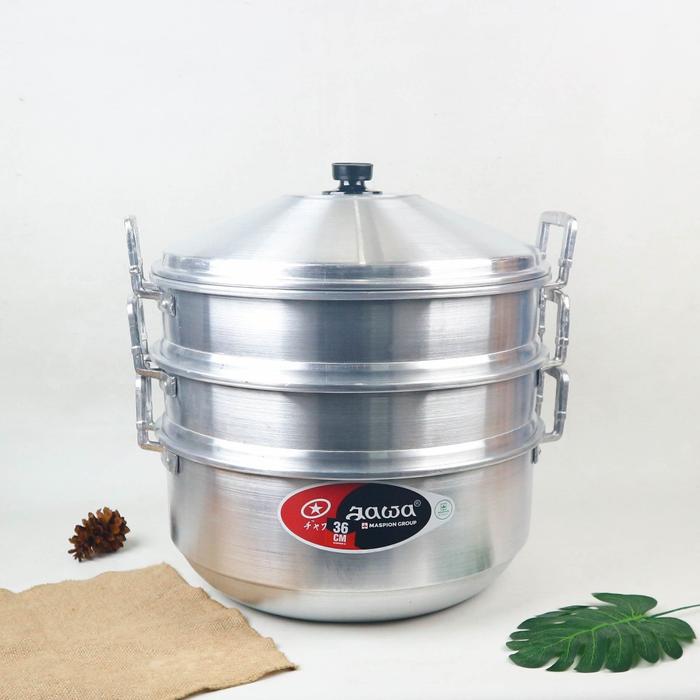 Gambar Maspion Langseng Dandang Aluminium 33 36 40 cm Susun 3  & 4 / Panci Kukusan Serbaguna - MHS langseng  serbaguna Kitchenware - 33CM SUSUN 3 dari Maspion Home Store undefined Tokopedia