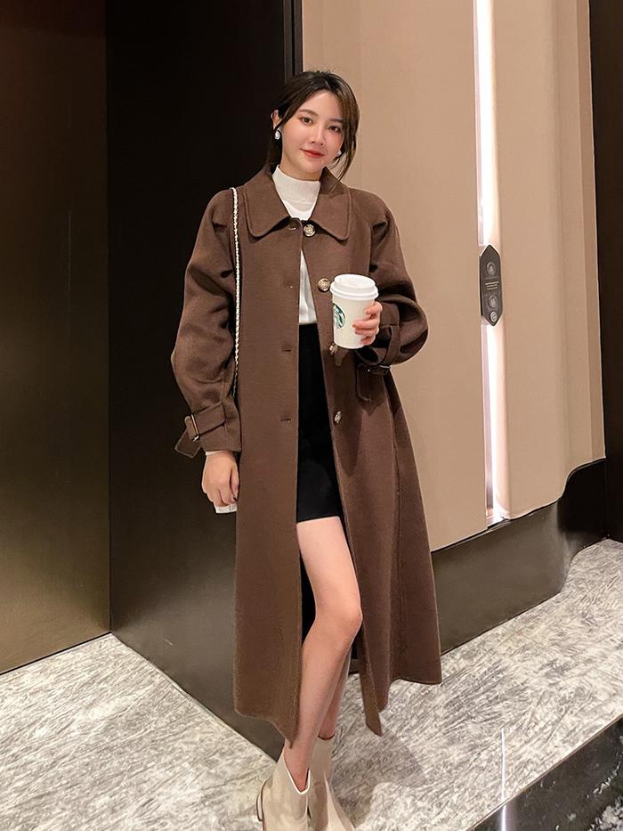 Jual Double sided cashmere coat women's middle and long winter