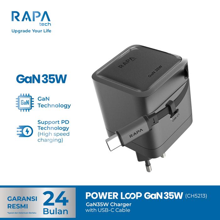 Promo [Charger for iPhone 17] RAPAtech Power Loop GaN PD 35W/ 67W ...