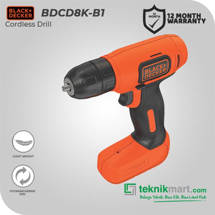 Gambar Black+Decker 7.2V Cordless Li-ion drill Kit Set (BDCD8K-B1) - BDCD8K Only dari Teknikmart undefined Tokopedia