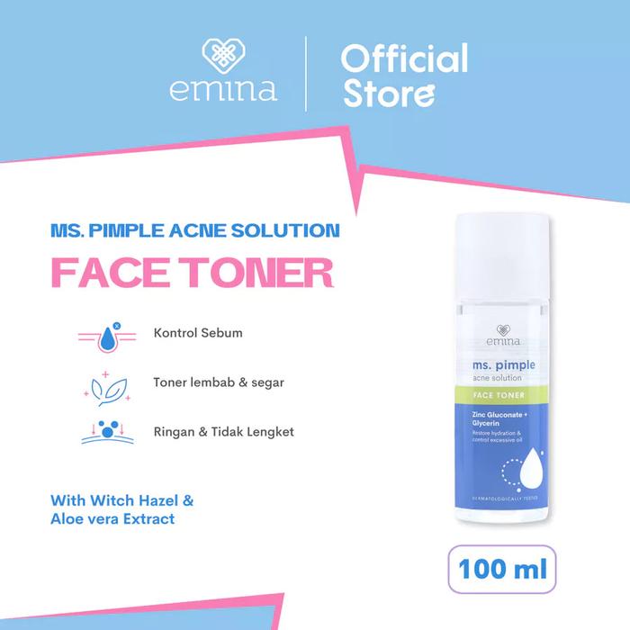 Gambar Emina Ms Pimple Acne Solution Face Toner - Toner Atasi Jerawat - Face Toner 100ml,Ms. Pimple dari Tanina 0fficial undefined Tokopedia