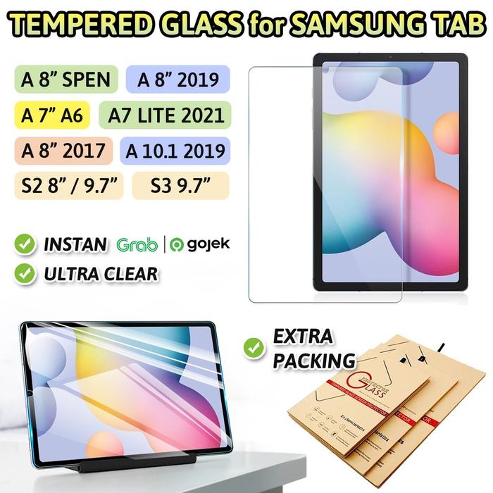 Gambar Tempered Glass Samsung Galaxy Tab A9 A9+ A8 S Pen A7 Lite 8.7 A 7.0 7 A6 S2 8.0 S3 9.7 inch 2023 2022 2021 2020 2019 2018 2017 2016 Anti Gores Screen Protector Guard Antigores Pelindung Layar Tablet Kaca Temper Tempred Glas TG - Tab A 8\ dari JUSTIN CHANDRA undefined Tokopedia