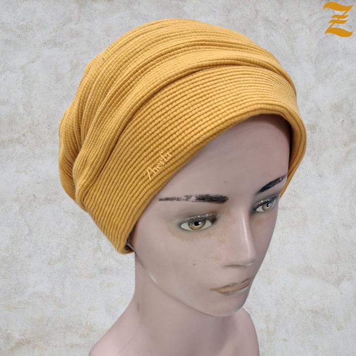 Gambar Turban Instan Fashion Muslim Elegan Stylish Bahan Kaos Waffle - Kuning dari Zherfa undefined Tokopedia