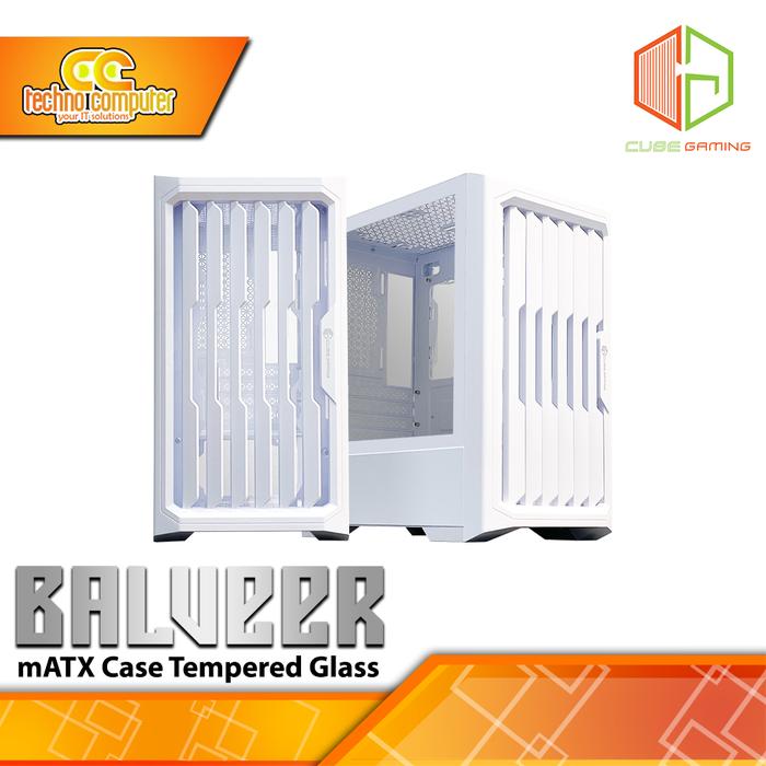 Gambar CASING CUBE GAMING BALVEER - Mid Tower mATX Case Tempered Glass - White dari Techno Computer Bali undefined Tokopedia
