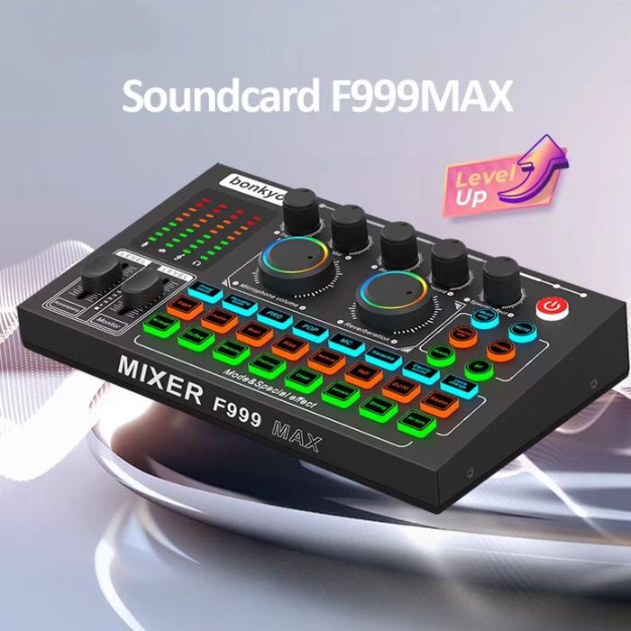 Gambar Bonkyo F999MAX SoundCard Bluetooth compatible External Wireless DJ Mixer Pengurangan Kebisingan Audio Kartu Laptop Metal Sound Card COD - F999 MAX Black dari bonkyo audio undefined Tokopedia
