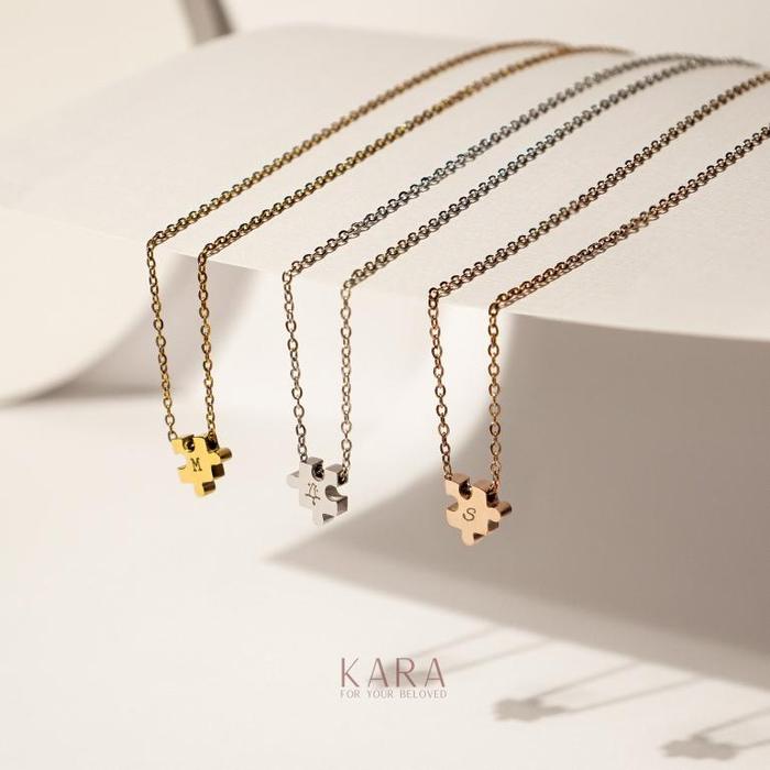 Gambar KARA - Kalung PUZZLE | Kalung Custom Bentuk Puzzle Unik Stainless Steel 316L - Rose Gold, Tidak pakai tulisan dari saywithkara undefined Tokopedia