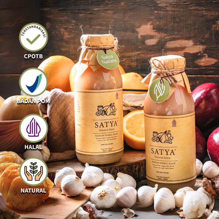 Gambar (PAKET 2 BOTOL) SATYA Jus Bawang Putih Tunggal Jahe Merah Madu Hutan Cuka Apel Lemon BPOM TR Natural dan Aman dari Satya Natural Juice undefined Tokopedia