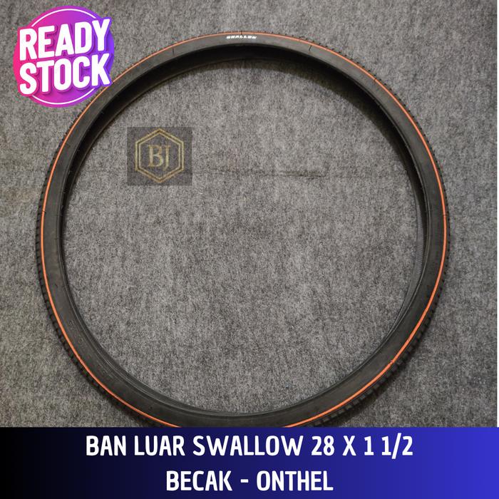 Gambar Ban Luar Sepeda Onthel Kebo 28×1 1/2 Hitam Lis Oren Swallow / Ban Luar 28 x 1 1/2 Sepeda Onthel Unto Kuning. SWALLOW Outdoor - HITAM LIST ORANGE dari Berkat Jaya Indonesia_NEW undefined Tokopedia