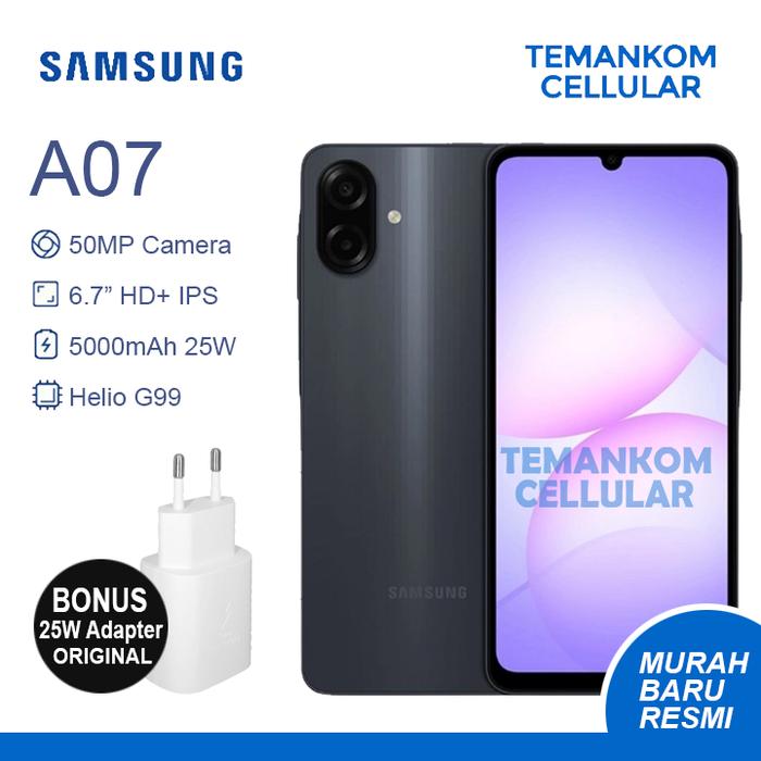 Gambar Samsung A07 16GB RAM Baru Murah 8+8 Extend ram 8/256 8GB 256GB Garansi RESMI SEIN - Black + 25W dari Temankom Cell undefined Tokopedia