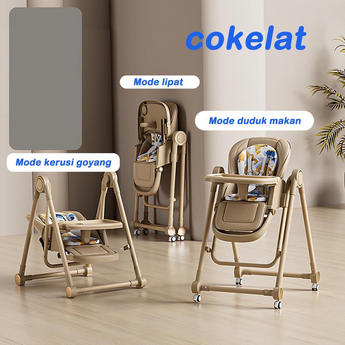 Gambar [melipat]Meja Kursi Makan Bayi Lipat Booster Seat Bayi Chair Serbaguna Multifungsi Perlengkapan Bayi Meja Kursi Makan Bayi Multifungsi, Rumahan, Praktis, Meja Kursi Makan Bayi, Kursi Goyang Anak-anak, Dua - dalam - Satu keranjang tidur - cokelat dari Kidsneed store undefined Tokopedia
